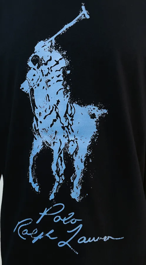 P180 Ralph Lauren Polo Ralph Lauren new Equestrian Knight Nevis island printed round neck short-sleeved T-shirt; new products are available on the official website at the same time; strict control of LOGO size; color matching and color matching details are consistent with the official website; simple and fashionable style; 280g double yarn pure cotton fabric is selected; high specification tight threaded neckline; back body is pressed and boned; high temperature anti-shrinking process is pre-made before leaving the factory; not easy to deform and shrink after washing; essential clothing for three seasons; color: black White, sizes XS-L (can wear up to 200 pounds)